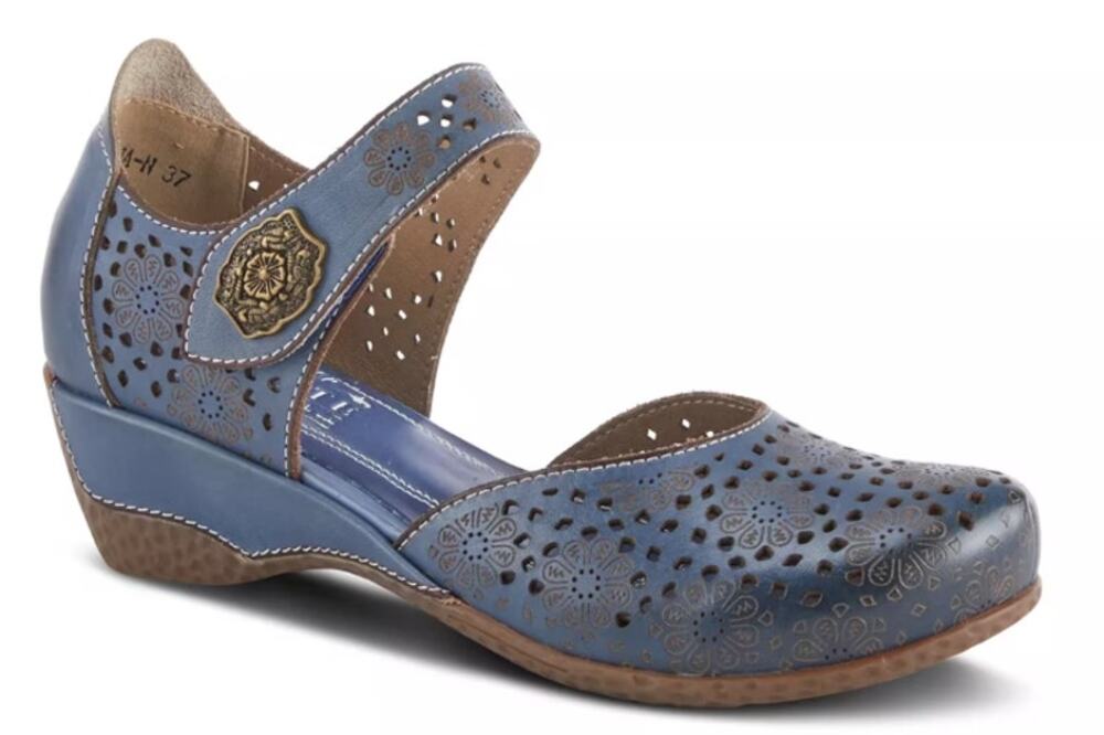 L'Artiste Womens Americana Sandals EU 41 US 9.5-10 Navy Blue Leather NIB